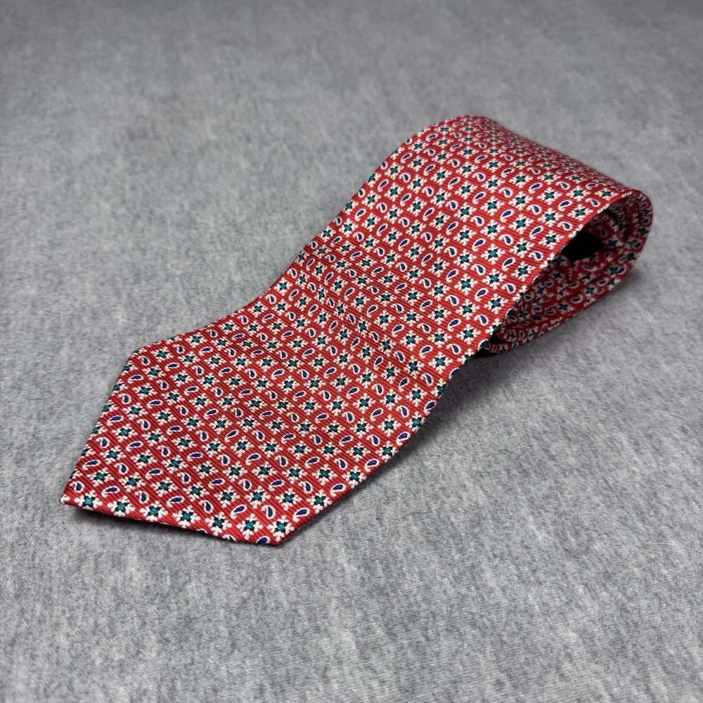 POLO‎ Ralph Lauren Hand Made Paisley Silk Red Multicolored Necktie 3.75 W 56 L